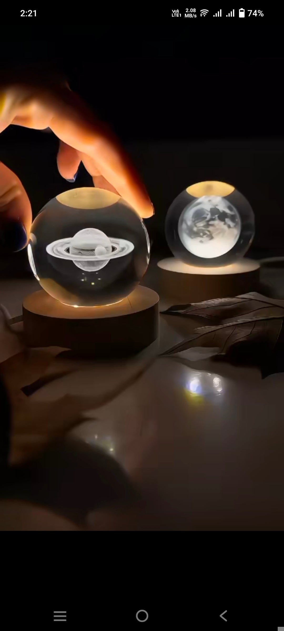 3D Crystal Ball Lamp With Golden Glow & USB Recharge