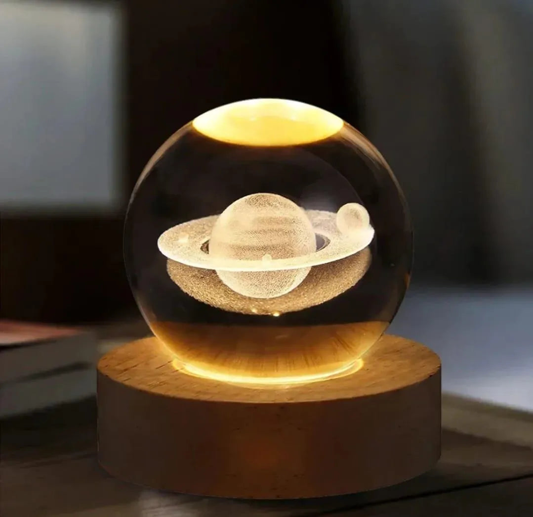 3D Crystal Ball Lamp With Golden Glow & USB Recharge